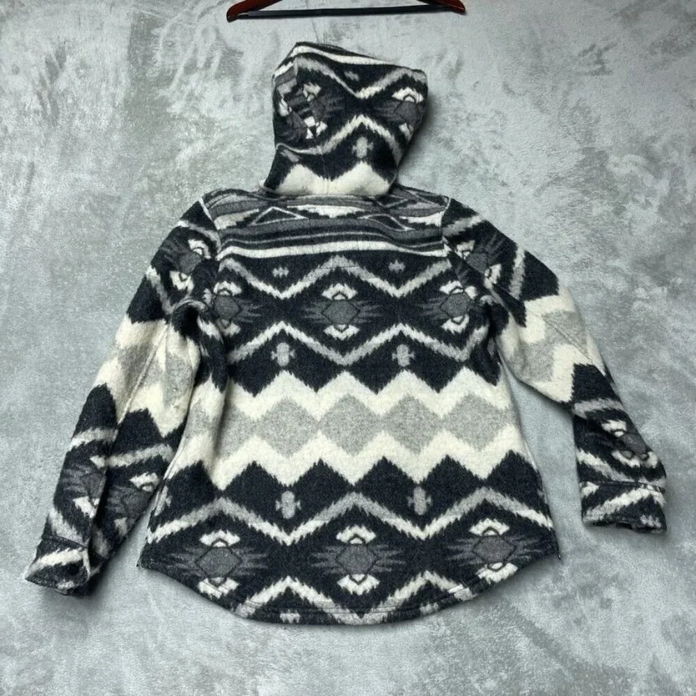 Woolrich Womens Hooded Wool Blend Pullover Sweater M Tribal Pattern c099 - Picture 7 of 10